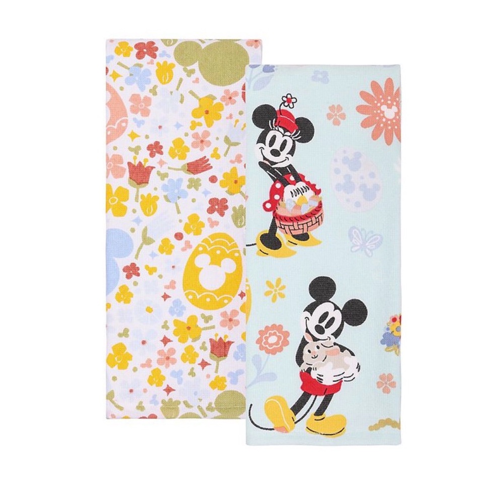 Disney’s Mickey & Minnie Easter Floral Kitchen Towels Set of 2pk Fans Gift NWT